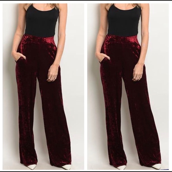 Pants - $50 NWT High Waist Velvet Palazzo Pants Pants - $50 NWT High Waist Velvet Palazzo Pants